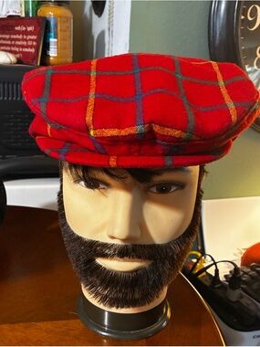 Pendleton red wool pattern newsboy hat-M